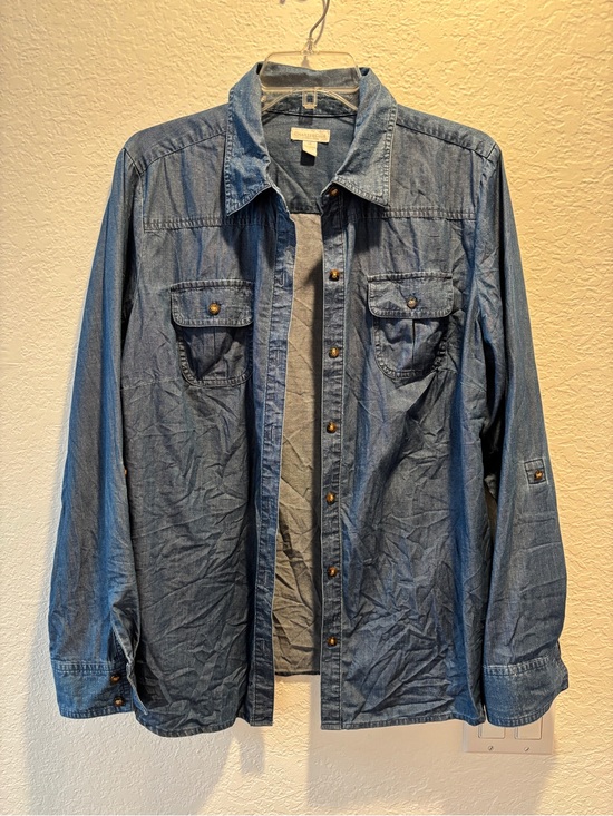 Charter Club Tops - Charter Club Denim Cotton Button Down Shirt Blue 14